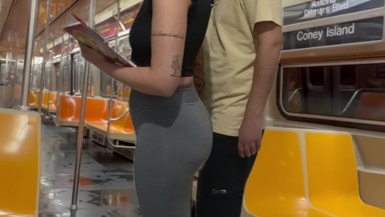 Gabi SweetCouplesStories: Student Girl Gets Cum on New York Subway Train.