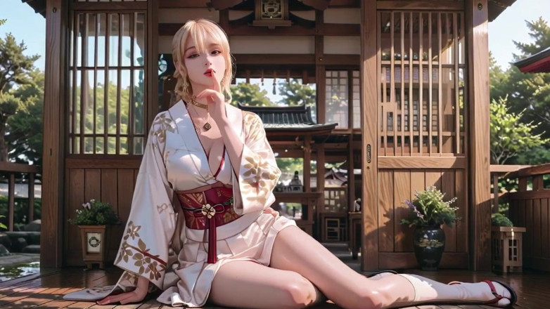 Seraphina Vale: Het heiligdom van het blonde kimono-meisje! Knielen onder de Torii-poort...