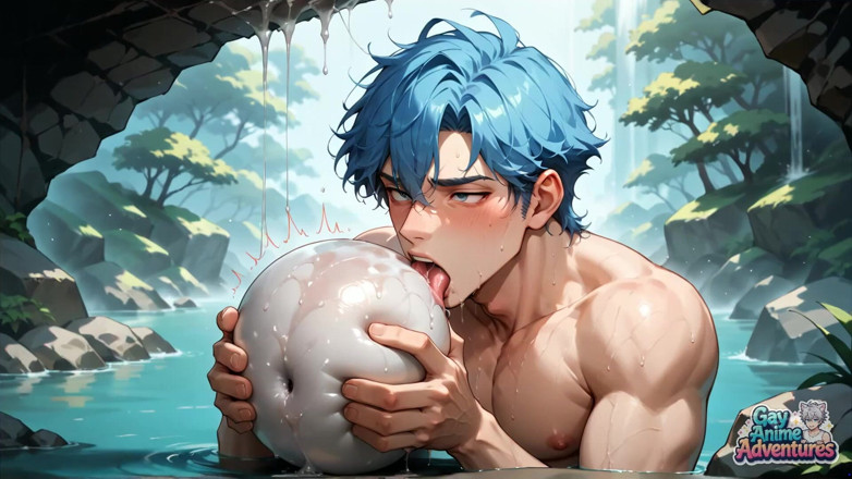 Gay Anime Adventures: Blue-haired Muscle Orgy in a Snowy Cave! Gay XXX Porn!