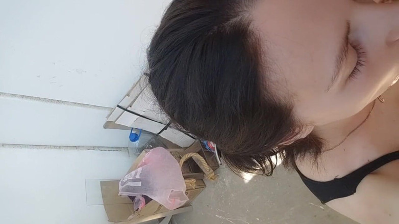 HotFoxyDarya: Blowjob on the balcony with cum on face and mouth