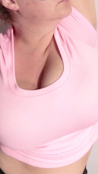MILF with Big Tits Exercises Topless