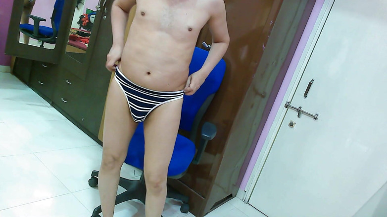 Cute & Nude Crossdresser: Sweet sissy crossdresser femboy Sweet Lollipop in a top, thong...
