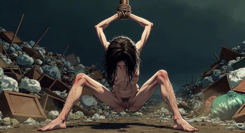 YOUR BEST FANTASY: Mujer sucia cubierta de basura en esclavitud - extremadamente cachonda y...