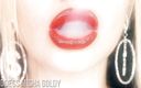 Goddess Misha Goldy: Entrenando tu impulso a mis labios rojos!