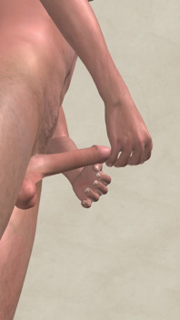 Hot Animated 3D Gay Jerk off - Handsome Muscular Stud Shaking His Big Cock Standing & Sitting on Bed