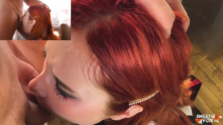 Sweetie Fox: Sexy redhead college girl fantastic blowjob cock to facial after...