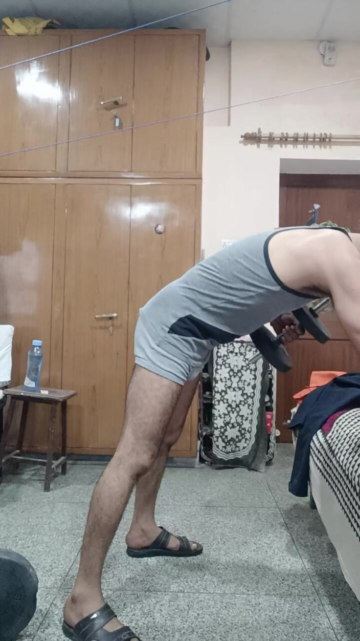 Rajasthani-old-lover: Indian Man Show Excercise in Underwear