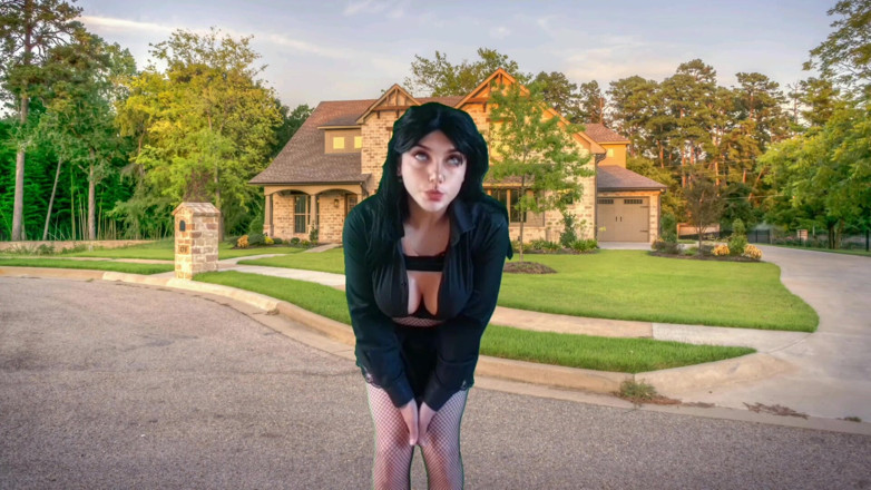 Kitty_Cross: 555 Femboy Outdoor Pretty Gothic Traveller in Front of Sweet...
