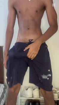 Oiled BBC Monster Cock Black Stud Strips Shorts, Dripping Oil Body, Fucks Fleshlight Raw with Thick Fake Cum