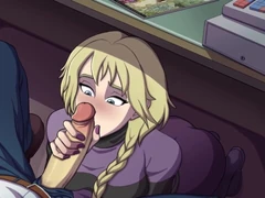 Heksenjager - deel 6 scènes - sletterige bibliothecaresse aftrekken onder het bureau door Loveskysanhentai