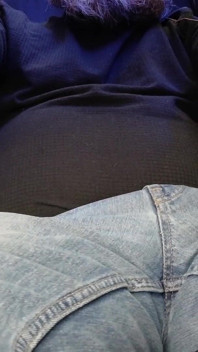 Hard Uncut Cock Stroking Though Blue Jeans