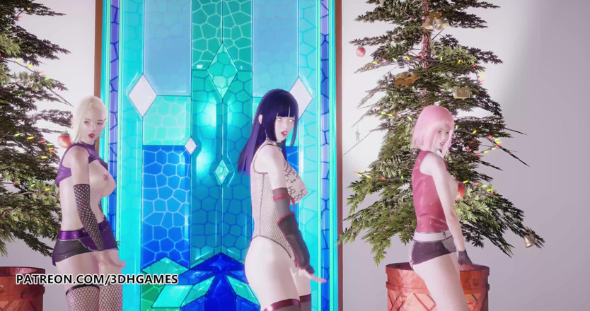 3D-Hentai Games: Dua Kali - Rasa tarian bogel istimewa Ino Sakura Hinata tarian...