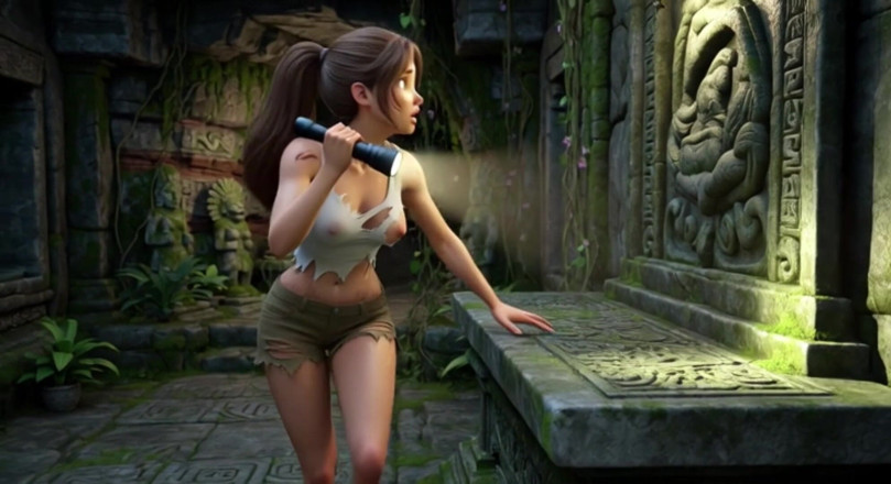 My night collection: Lara Croft ontdekt amazone-schat en omhelst de mooie blonde voorouderlijke...