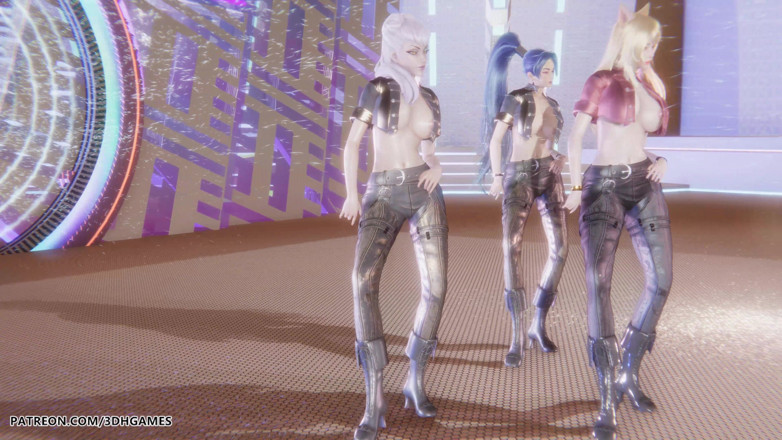 3D-Hentai Games: Kard - Gunshot Ahri, Kaisa a Evelynn Sexy Striptýz