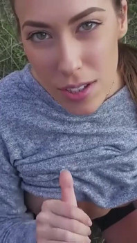 Beautiful Babe Kimber Lee Gets a Huge Load on a Hike!