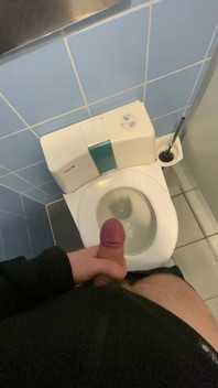 First Cum in the Public Toilet