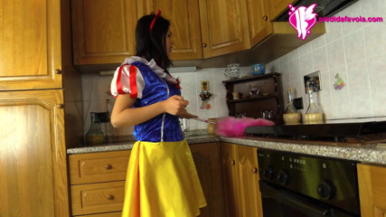 Best Nylon Feet Videos: Hot brunette dressed as snow-white massages her feet