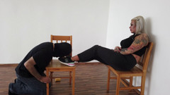 Fetish videos by Alex: Foot slave worships tattooed feet