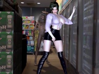 Soi Hentai: Bella regista femminile e vecchio al supermercato - Hentai 3D senza censure