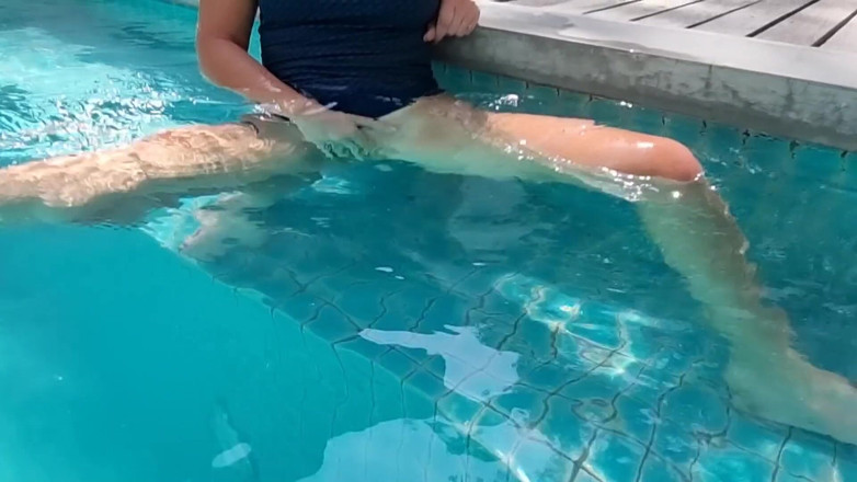 TheloveStory: Horny blondy masturbation her shaved pussy outdoors