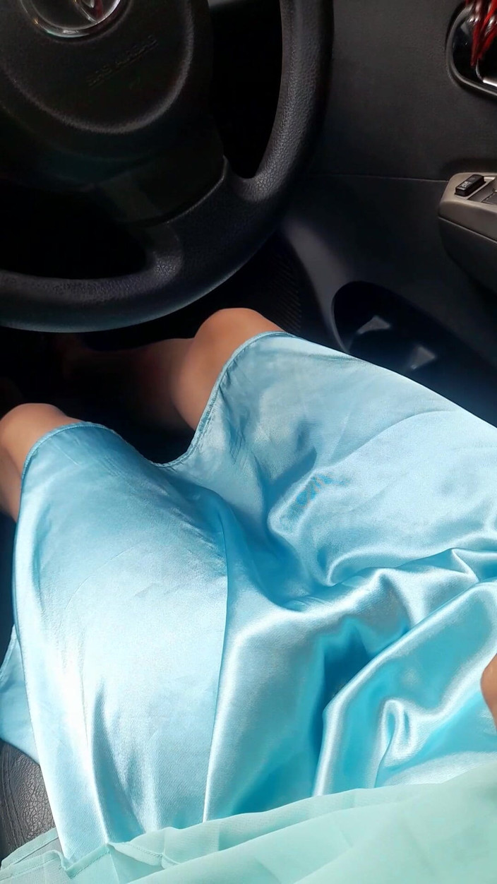 Naomisinka: Vestido de chiffon azul con forro de satén