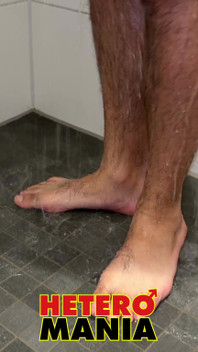 Hairy Straight Louis Takes a Shower After Jacking off