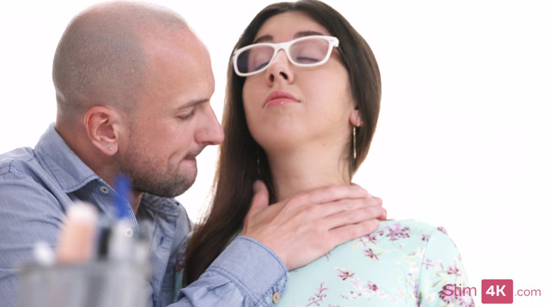 Slim4K: Barlely legal brunette with piercings gets her asshole fucked on...
