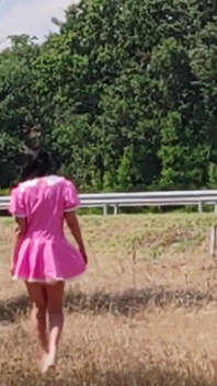 A Slave Slut Shows off Her Pink Ass on the Highway