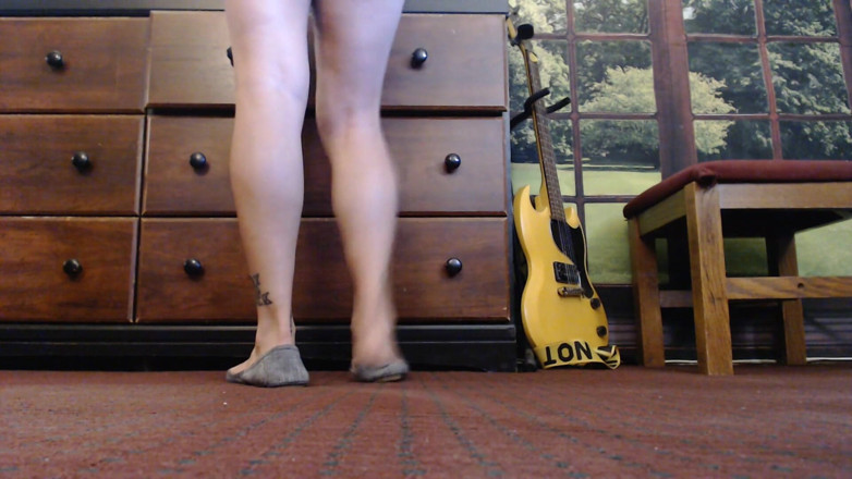 Abby Anna: Gray ballet flats standing shoe play