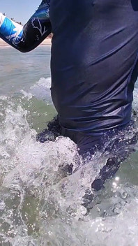 Surfer Gets Erect in His Lycra for the Pleasure of the People