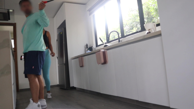 Time traveler: Young Maid in Blue Leggings Lets Her Boss Touch Her...