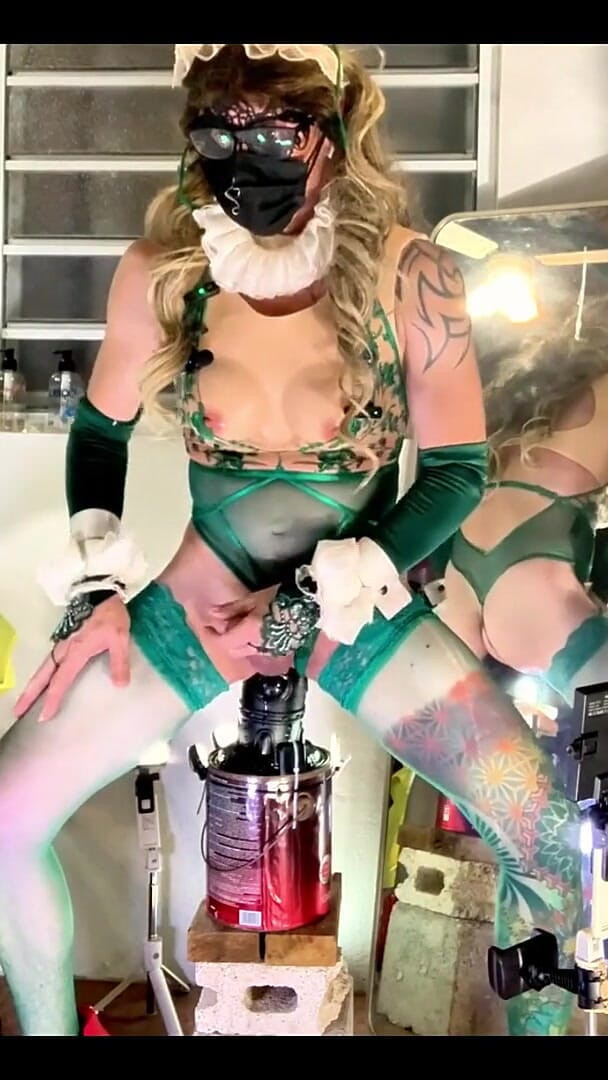 Benito414: Sissy Cintia Rides Her Huge Anal Dildo