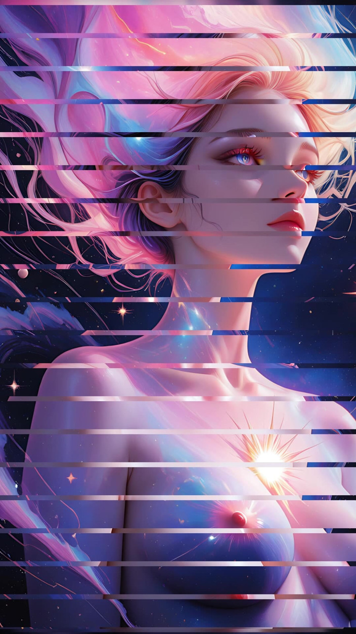 VelvetInk Studio: Kosmická bohyně snů nahá žena v surrealistické fantazii Dreamscape Ai Art...