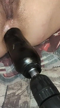 Hard Sex with an Electric Drill with a Phallus