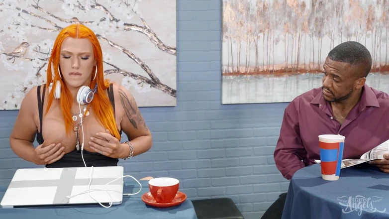 Trans Angels: Наполнили сливками в кафе Cherie DeVille, Dante Colle, Aspen Brooks