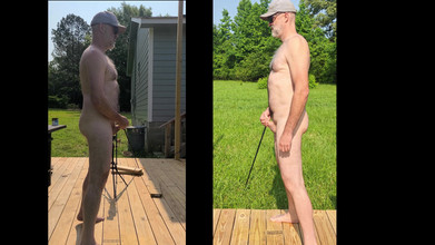 Jon Screcrow: ヌードのジョンかかしは、太陽の下で素早くオナニーをしている