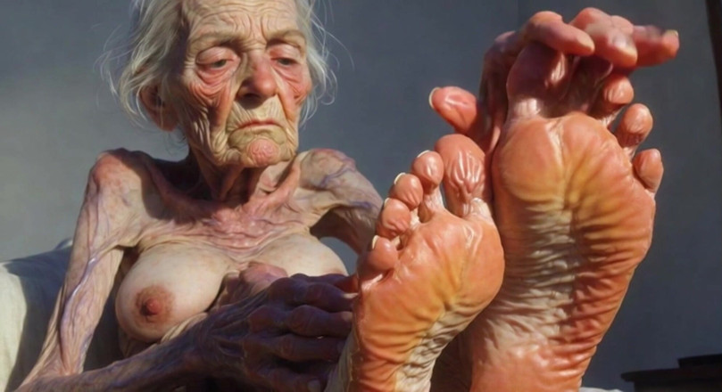 YOUR BEST FANTASY: Granny Foot Oil Play - Self Massage Makes Her Horny and...