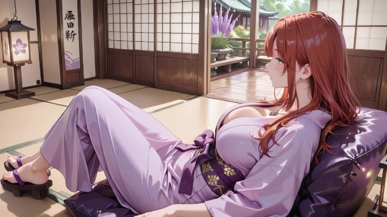 Tay Swift X: Red-haired Miko! Seamlessly Switching Between the Japanese Garden and the...