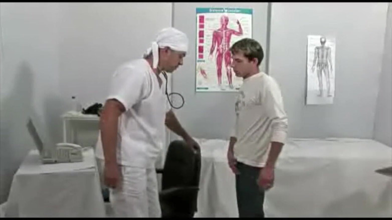 Straight fucking boy in uniform: Young straight fucked by his doctor at the clinic
