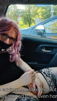 Daring Cumshot While Blindfolded in a Busy Parking Lot