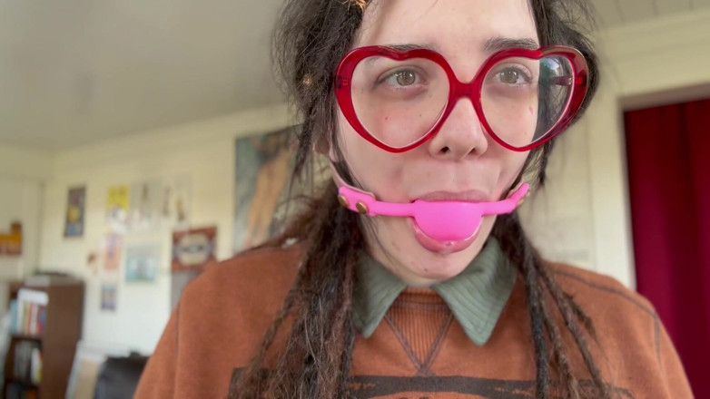 Wookie Princess: Nerdy Girl First Time Ball Gag Try on and Spit...
