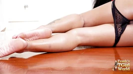 Ladyboy Minty strokes and cums