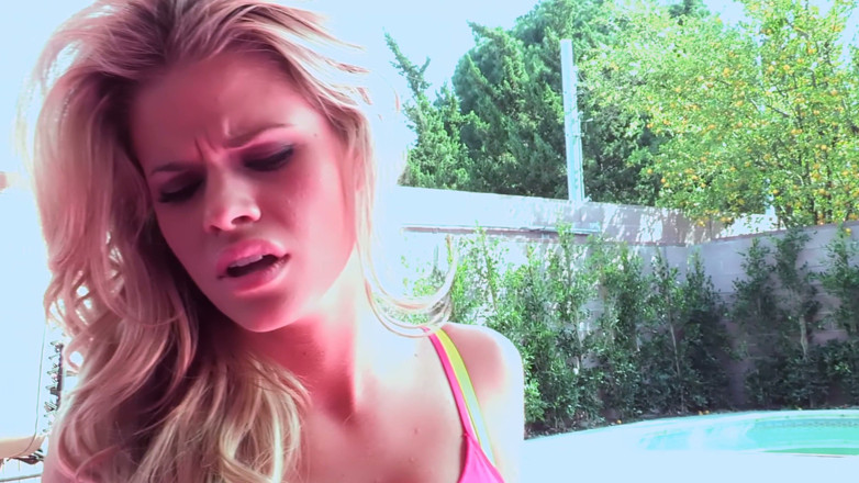 Lesbian Love Movies: Poolside Pussy Licking - Tattooed Black-haired Beauty Eats a Blonde in...