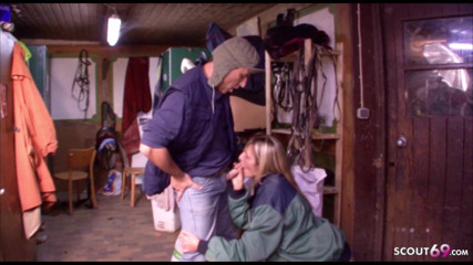 Full porn collection: German blonde woman pays her stall with a hot fuck...