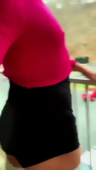 Slutty Public Sissy Outside in High Heels and Thigh Highs