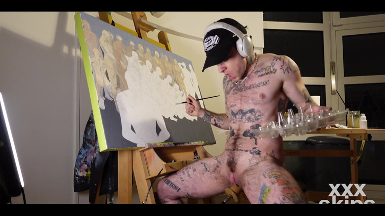 Xxx skips: Horny Ftm Artist XXX Skips Works on a Painting While...