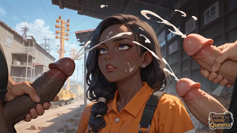 Ebony Anime Queens: Une déesse noire envoûtante avec des accessoires pour cheveux aux...