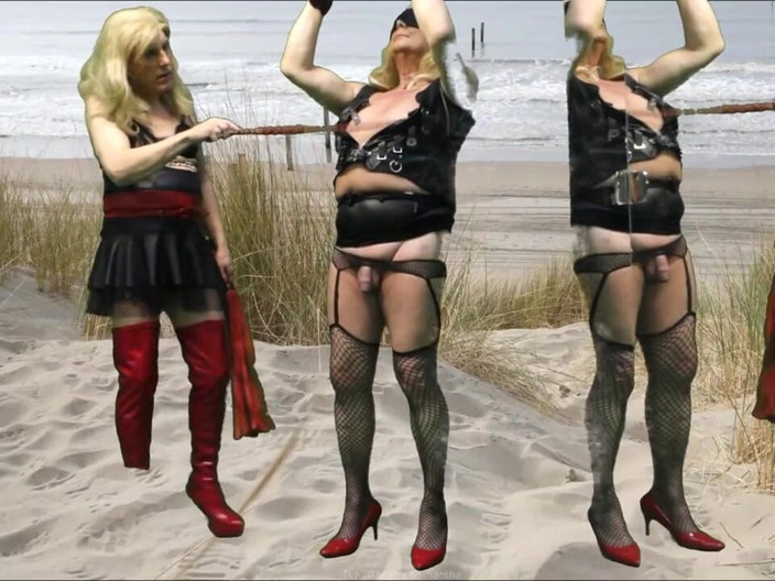 Mrs Samantha: Sra. Samantha castiga sua escrava Tgirl Marina com uma boa...