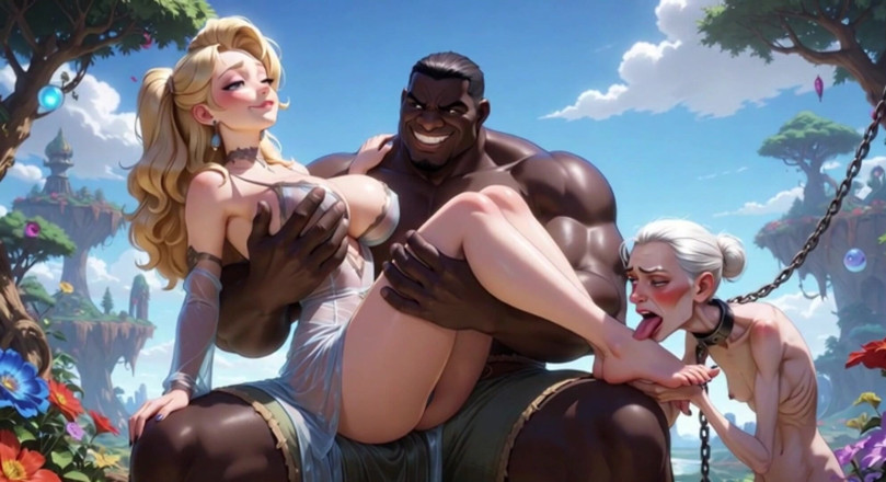 Anime Hentai: Vieja abuela humillada lamiendo pies de mujer joven - sentada en...