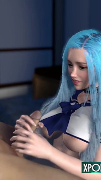 Rondborstige Aziatische babe aftrekken en klaarkomen - 3D Hentai Japans